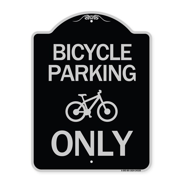 Bicycle Parking Only With Graphic Heavy-Gauge Aluminum Architectural Sign, 24" x 18", BS-1824-24320